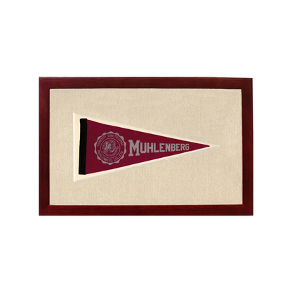 Vintage Muhlenberg College Pennant | 1950s Wool Felt Pennant Framed Display | vintageantiquesgifts.com