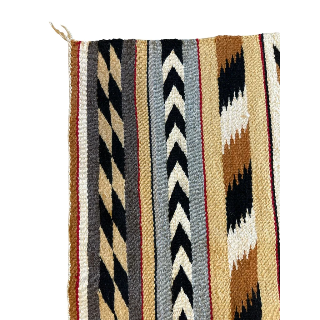 Vintage Native American Navajo rug, bold geometric stripes, 100% natural wool, preloved condition
