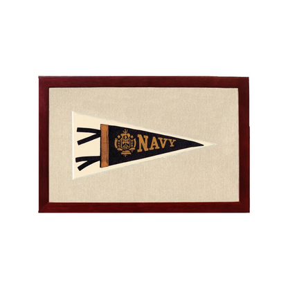 Vintage Navy Pennant | 1950s Wool Felt Pennant Framed Display | vintageantiquesgifts.com