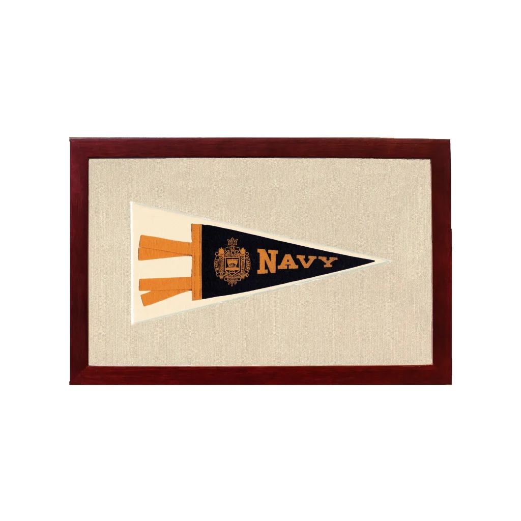 Vintage Navy Pennant | 1950s Wool Felt Pennant Framed Display | vintageantiquesgifts.com