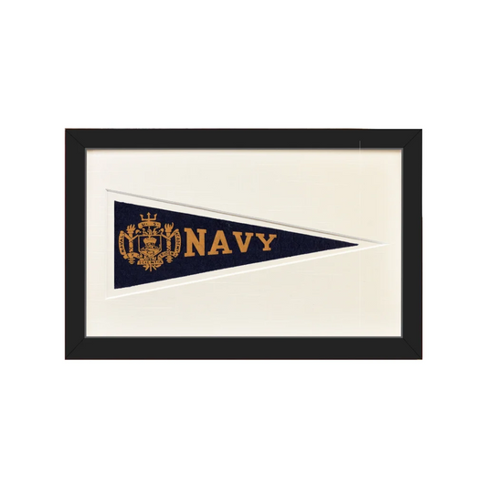 Vintage navy wool felt Hormel pennant with gold lettering, 1950s