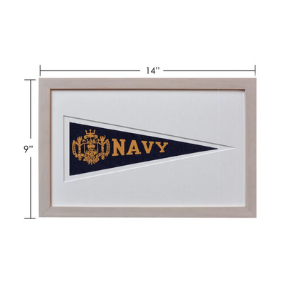 Vintage navy wool felt Hormel pennant with gold lettering