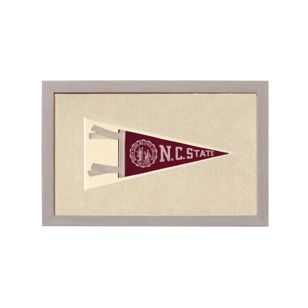 Vintage NC State College Pennant | Rare Vintage Wool Felt Pennant Flag | vintageantiquesgifts.com