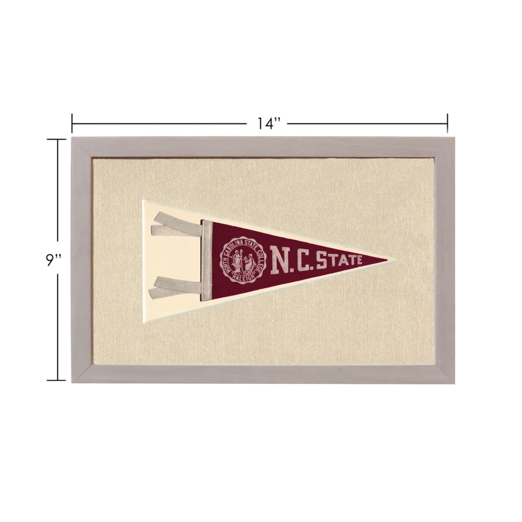 Vintage NC State College pennant in maroon and cream