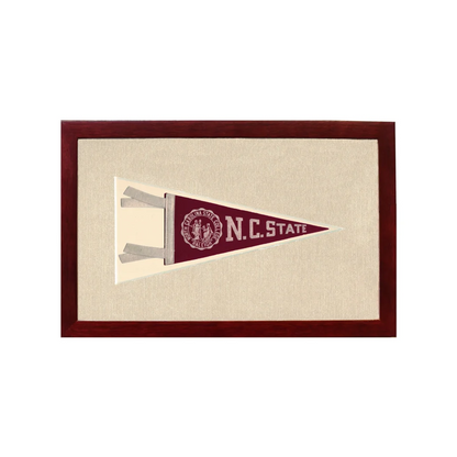 Vintage NC State College Pennant | 1950s Wool Felt Pennant Framed Display | vintageantiquesgifts.com