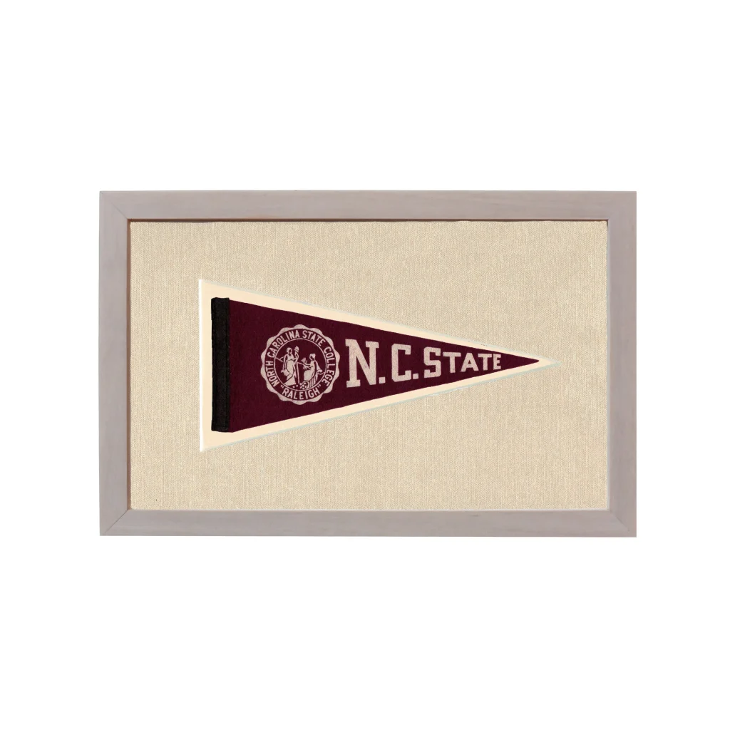 Vintage NC State Pennant | Rare Vintage Wool Felt Pennant Flag | vintageantiquesgifts.com