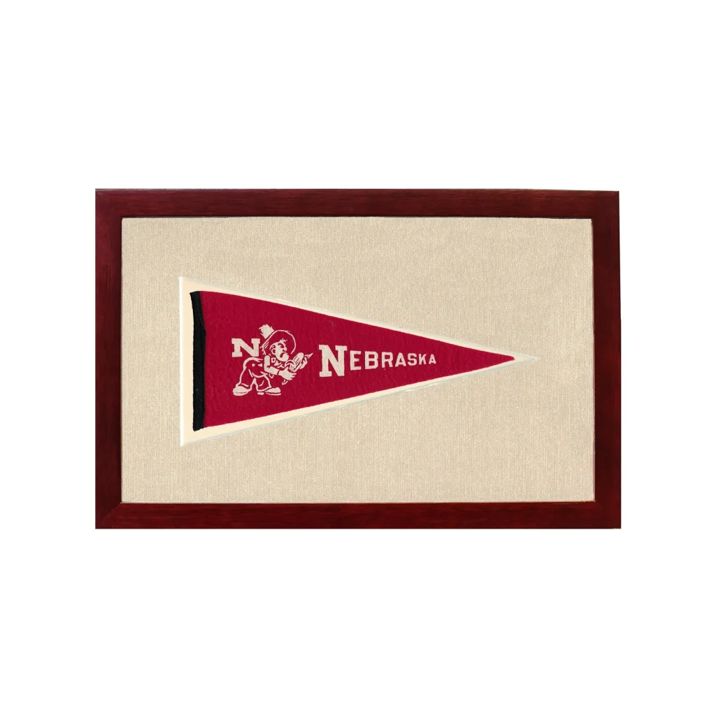 Vintage Nebraska Pennant | 1950s Wool Felt Pennant Framed Display | vintageantiquesgifts.com
