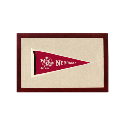 Vintage Nebraska Pennant | 1950s Wool Felt Pennant Framed Display | vintageantiquesgifts.com