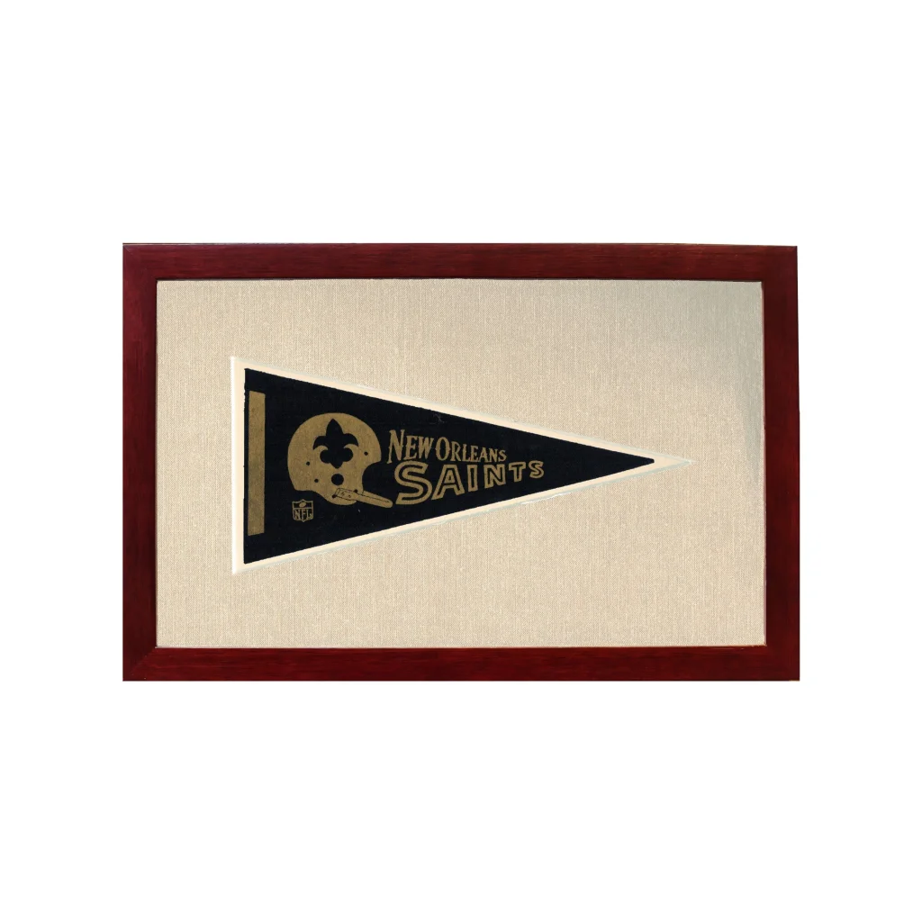 Vintage New Orleans Saints Pennant | 1950s Wool Felt Pennant Framed Display | vintageantiquesgifts.com