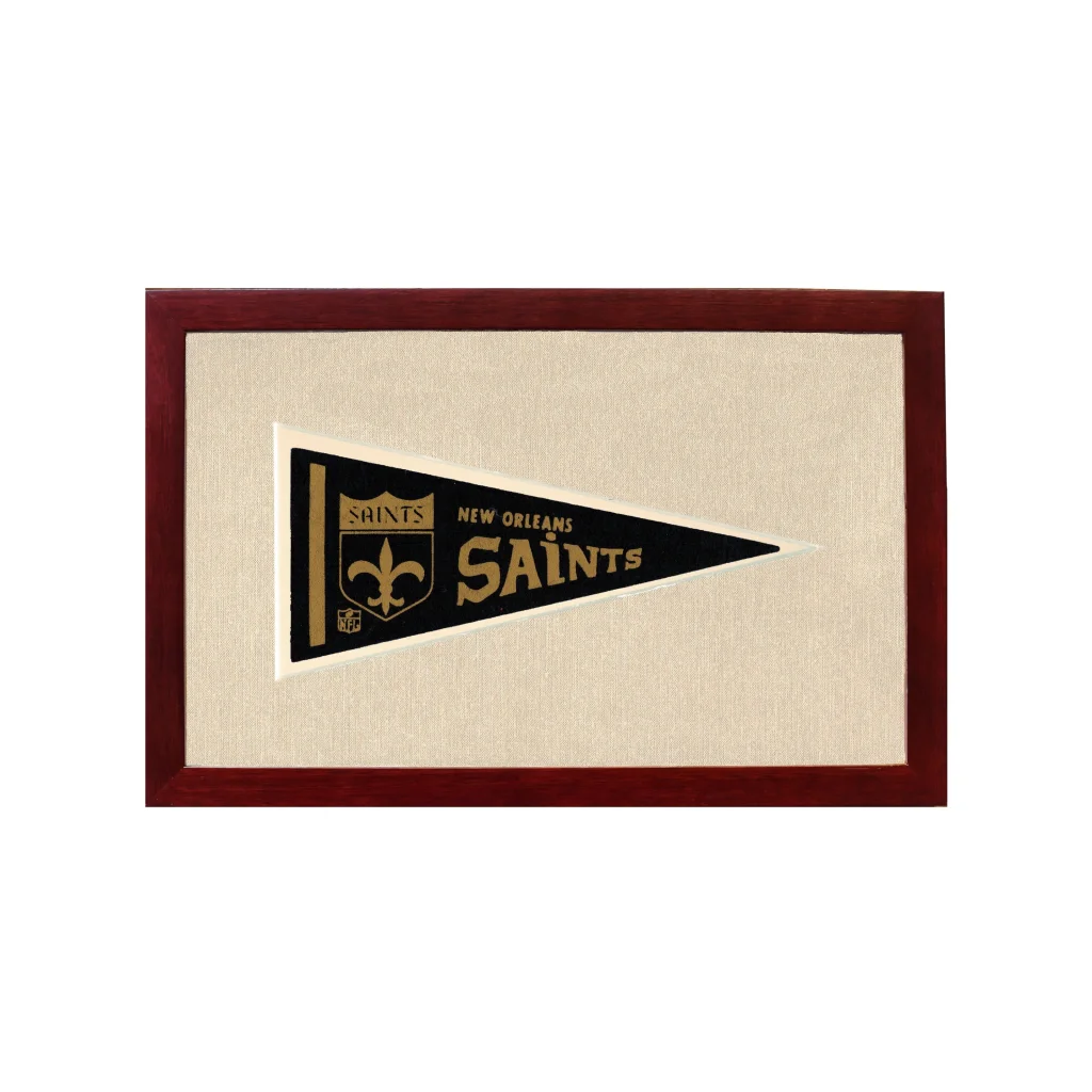 Vintage New Orleans Saints Pennant | 1950s Wool Felt Pennant Framed Display | vintageantiquesgifts.com