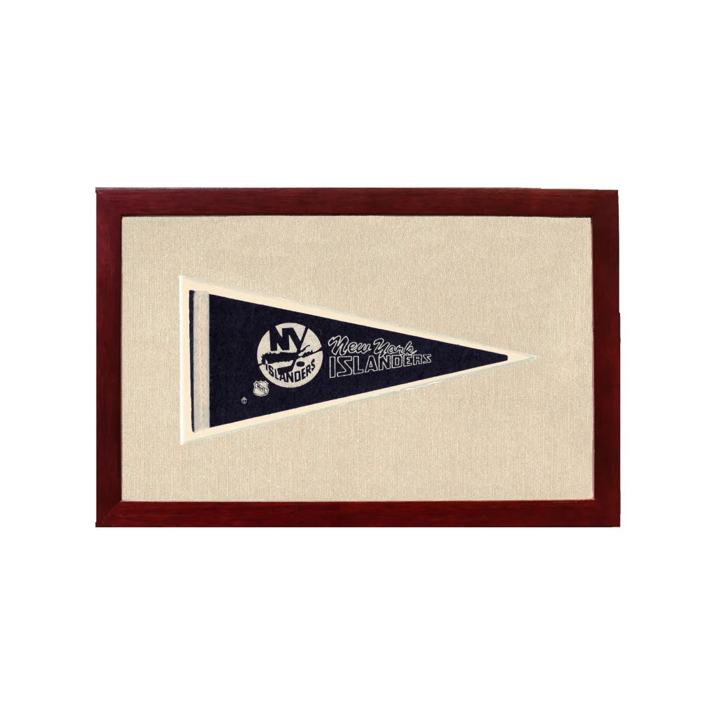 Vintage New York Islanders Pennant | 1950s Wool Felt Pennant Framed Display | vintageantiquesgifts.com