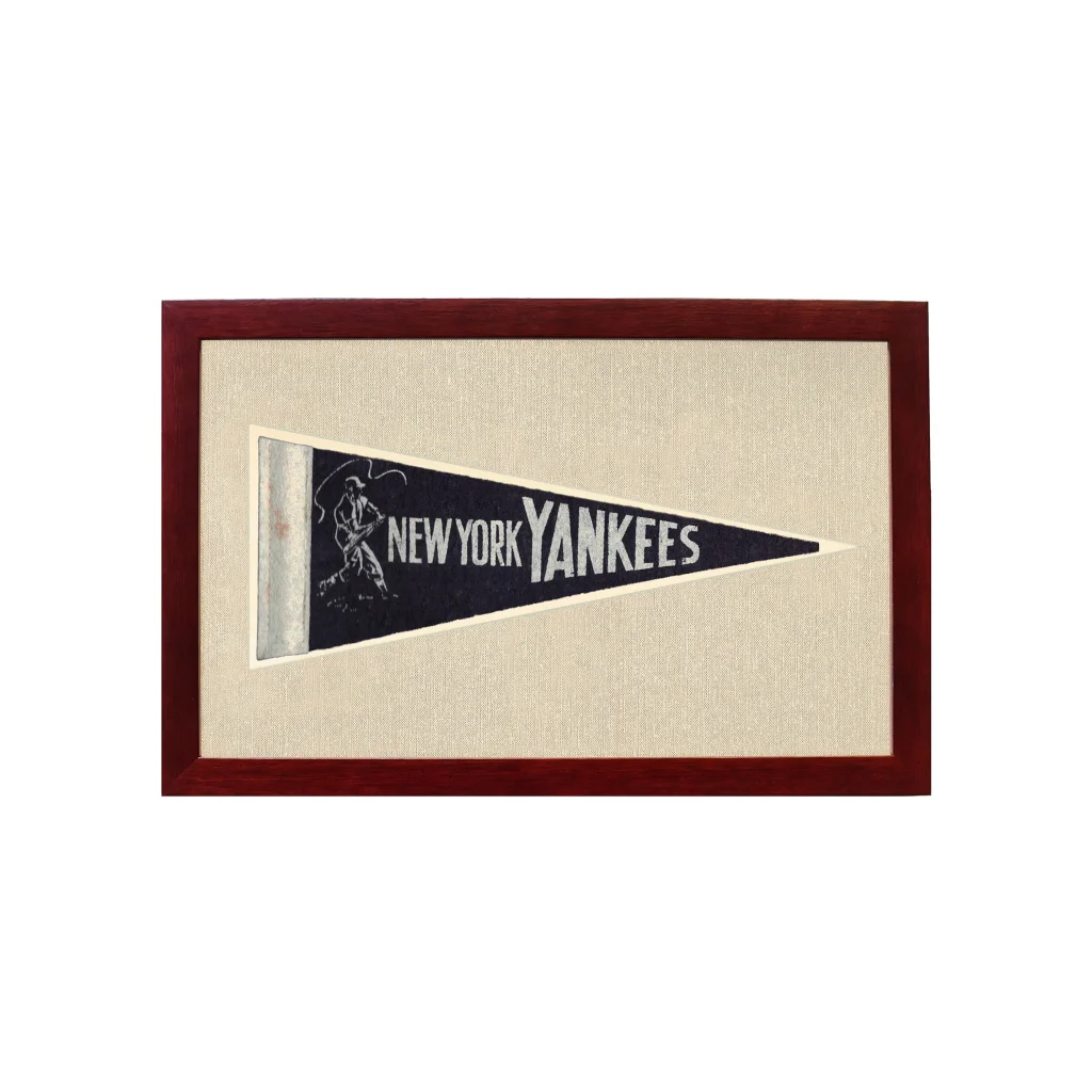 Vintage New York Yankees Pennant | 1950s Wool Felt Pennant Framed Display | vintageantiquesgifts.com