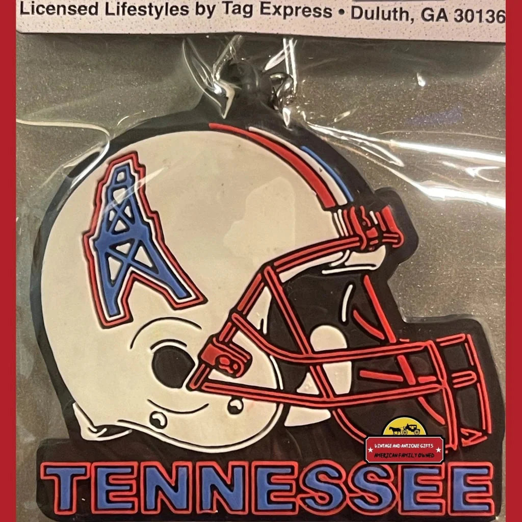 Football helmet keychain featuring the Tennessee Oilers logo from 1997 Houston team