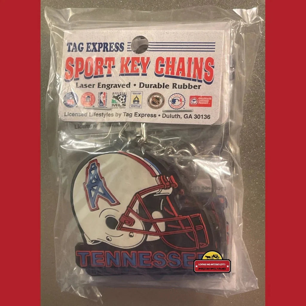 Tennessee Titans keychain with classic helmet design from the Houston Tennessee Oilers