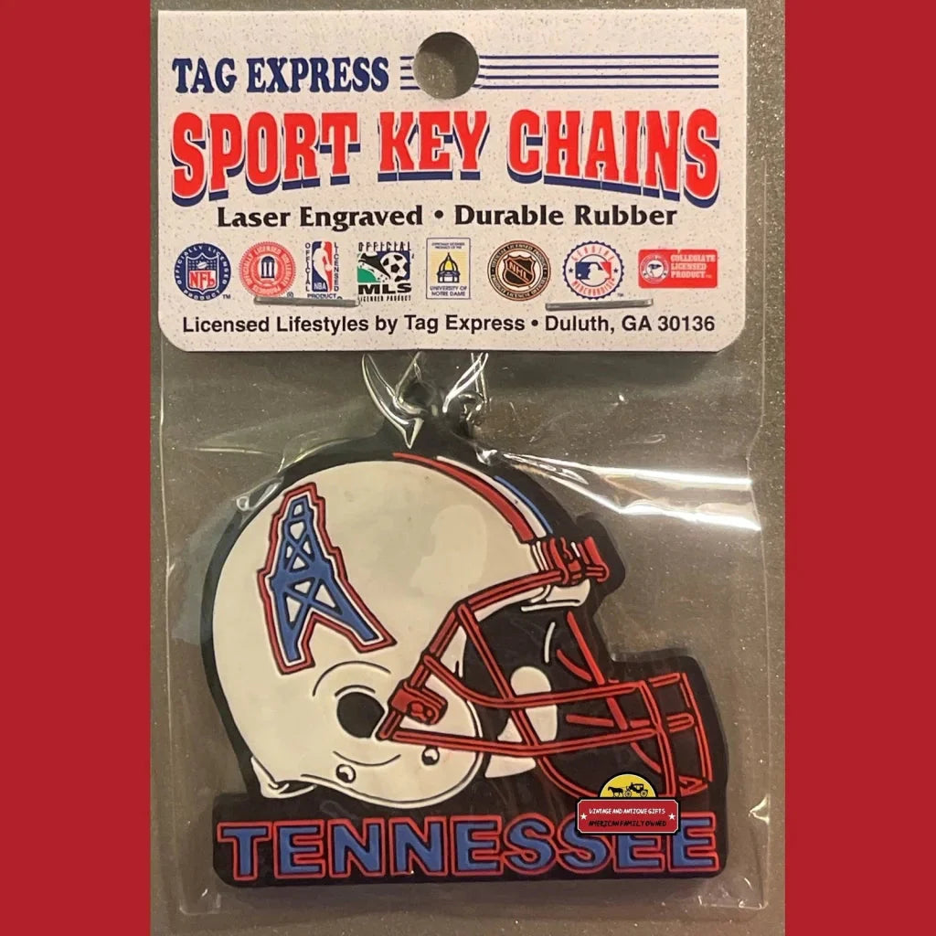 Tennessee Titans NFL football helmet keychain in packaging for Houston Tennessee Oilers fans