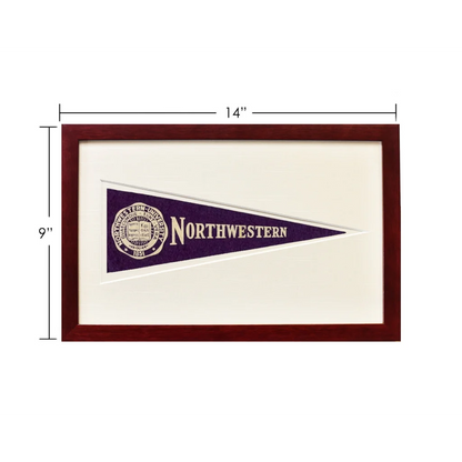 Vintage Northwestern University pennant framed on purple felt