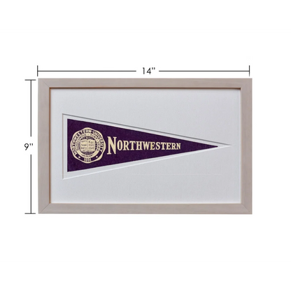 Vintage Northwestern University pennant in beige frame