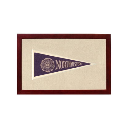 Vintage Northwestern University Pennant | 1950s Wool Felt Pennant Framed Display | vintageantiquesgifts.com