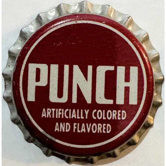 Vintage 1950s Philadelphia cork bottle cap, red silver punch antique NOS back