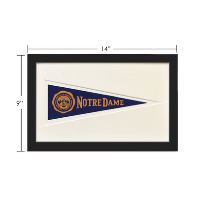 Vintage Notre Dame 1950s pennant flag framed collectible