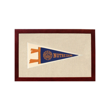 Vintage Notre Dame Pennant | 1950s Wool Felt Pennant Framed Display | vintageantiquesgifts.com