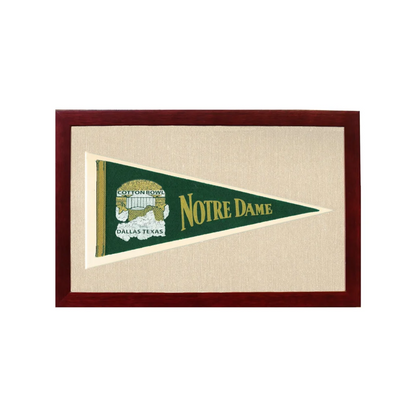 Vintage Notre Dame Pennant | 1950s Wool Felt Pennant Framed Display | vintageantiquesgifts.com