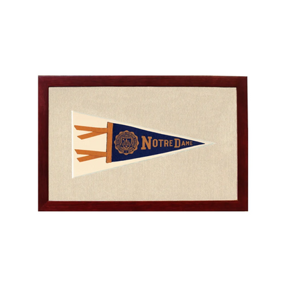 Vintage Notre Dame Pennant | 1950s Wool Felt Pennant Framed Display | vintageantiquesgifts.com