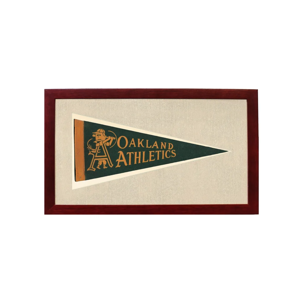 Vintage Oakland Athletics Pennant | 1950s Wool Felt Pennant Framed Display | vintageantiquesgifts.com