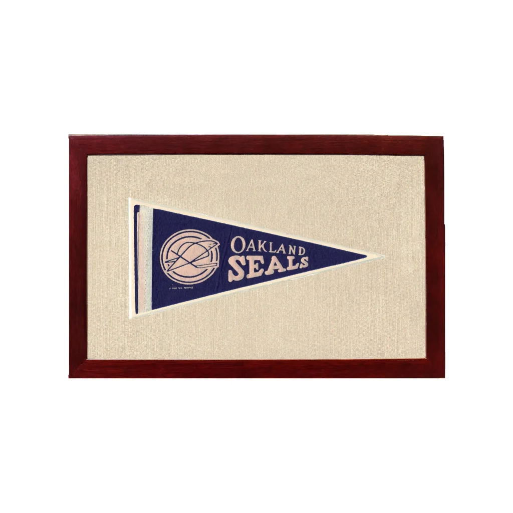 Vintage Oakland Seals Pennant | 1950s Wool Felt Pennant Framed Display | vintageantiquesgifts.com
