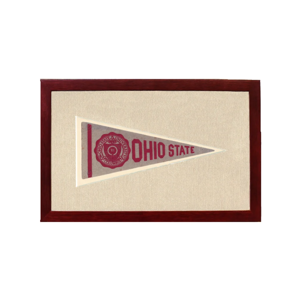 Vintage Ohio State Pennant | 1950s Wool Felt Pennant Framed Display | vintageantiquesgifts.com