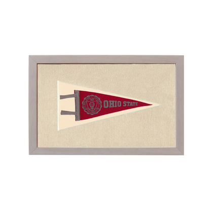 Vintage Ohio State pennant in framed red and cream felt design