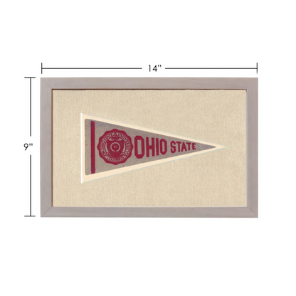 Vintage Ohio State pennant in red and cream with university emblem