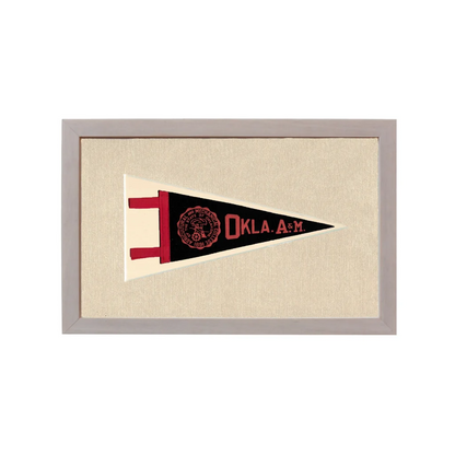 Vintage Oklahoma A and M Pennant | Rare Vintage Wool Felt Pennant Flag | vintageantiquesgifts.com