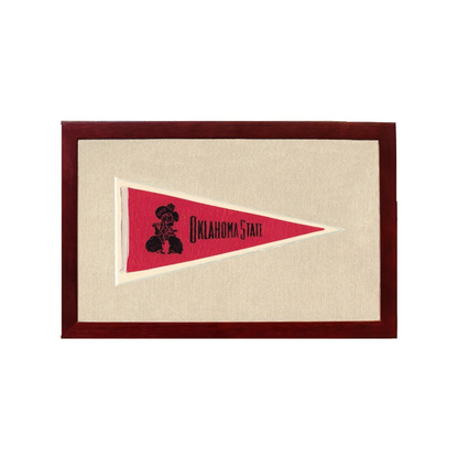 Vintage Oklahoma State University Pennant | 1950s Wool Felt Pennant Framed Display | vintageantiquesgifts.com
