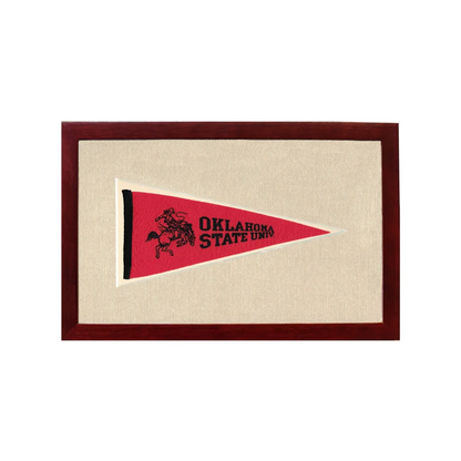 Vintage Oklahoma State University Pennant | 1950s Wool Felt Pennant Framed Display | vintageantiquesgifts.com