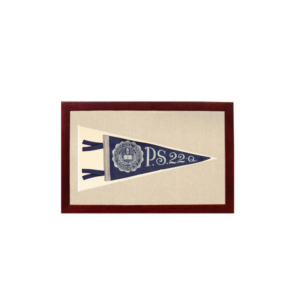 Vintage P.S. 22 Pennant | 1950s Wool Felt Pennant Framed Display | vintageantiquesgifts.com