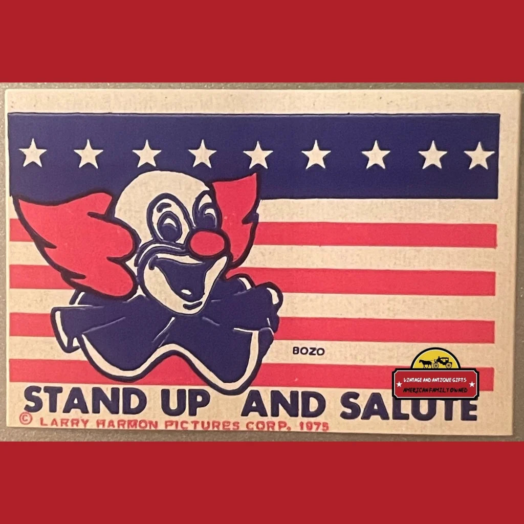 Vintage Patriotic Bicentennial Bozo The Clown Stickers 1975 Worlds Most Famous Clown! - Advertisements - Antique Misc.