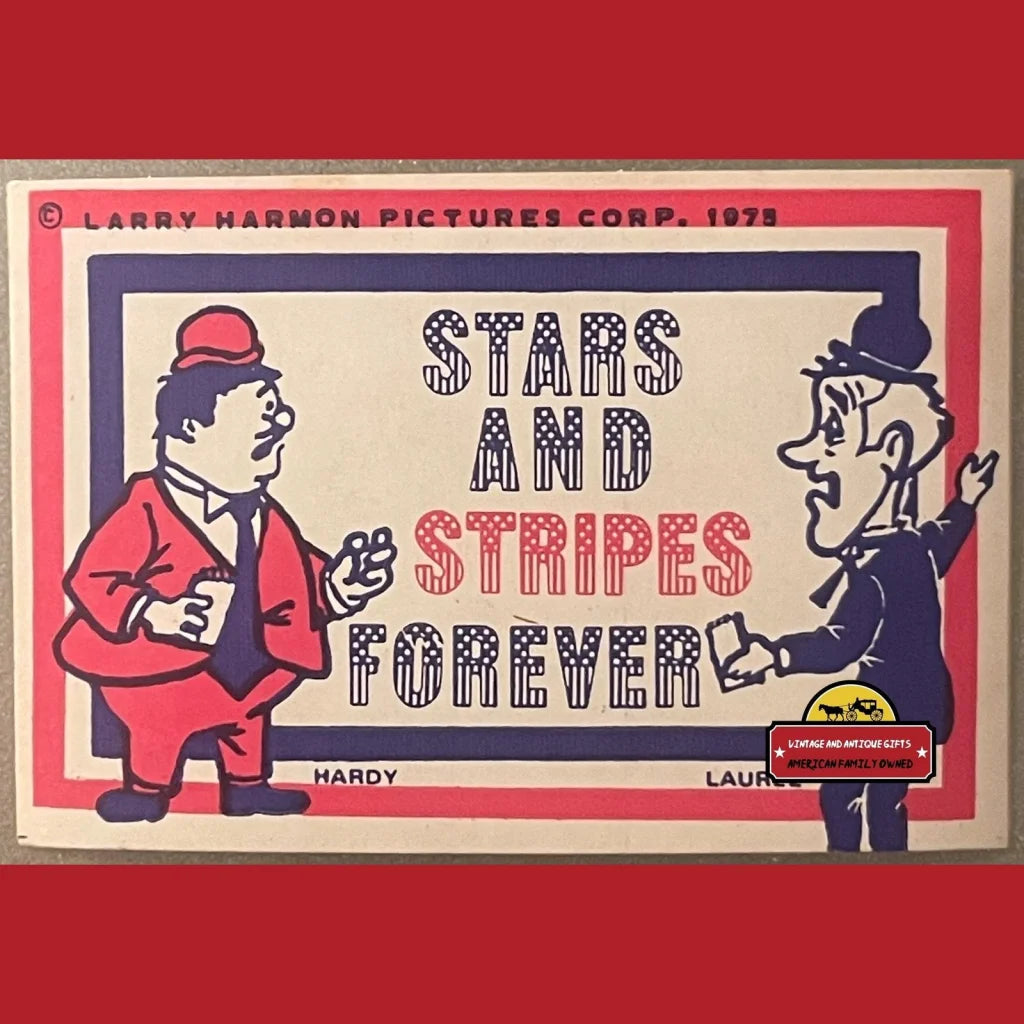 Vintage Patriotic Bicentennial Laurel And Hardy Stickers 1975 Advertisements Antique Collectible Items | Memorabilia