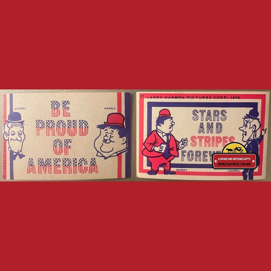 Vintage Patriotic Bicentennial Laurel And Hardy Stickers 1975 Advertisements and Antique Gifts Home page Rare & –