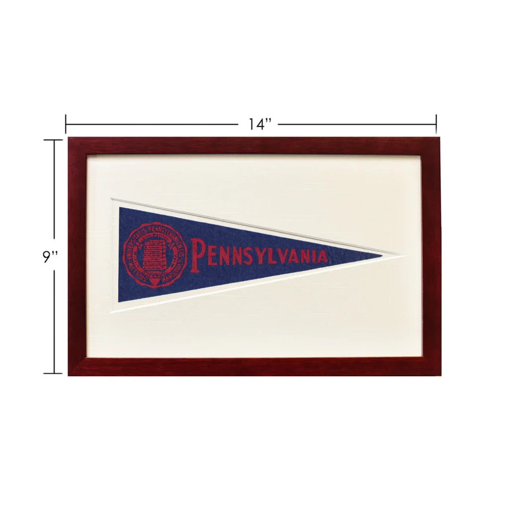 Vintage wool felt Pennsylvania pennant in 14-inch frame