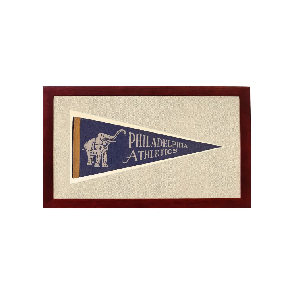 Vintage Philadelphia Athletics Pennant | 1950s Wool Felt Pennant Framed Display | vintageantiquesgifts.com