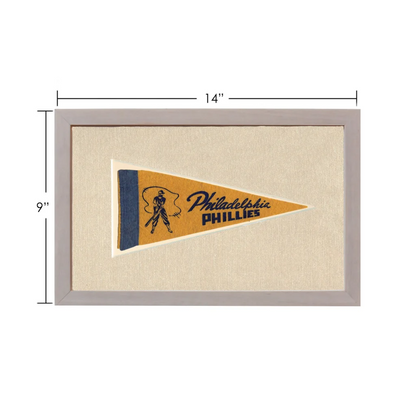 Vintage Philadelphia Phillies pennant with yellow navy blue design