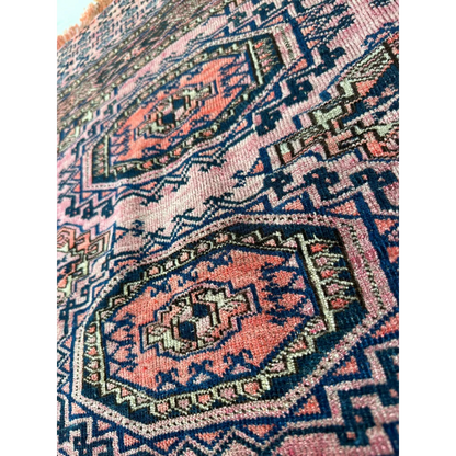 Vintage pink geometric rug set break ready with faded patterns