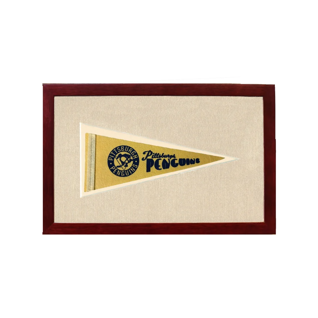 Vintage Pittsburgh Penguins Pennant | 1950s Wool Felt Pennant Framed Display | vintageantiquesgifts.com