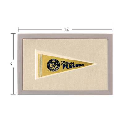 Vintage Pittsburgh Penguins pennant framed with gold background