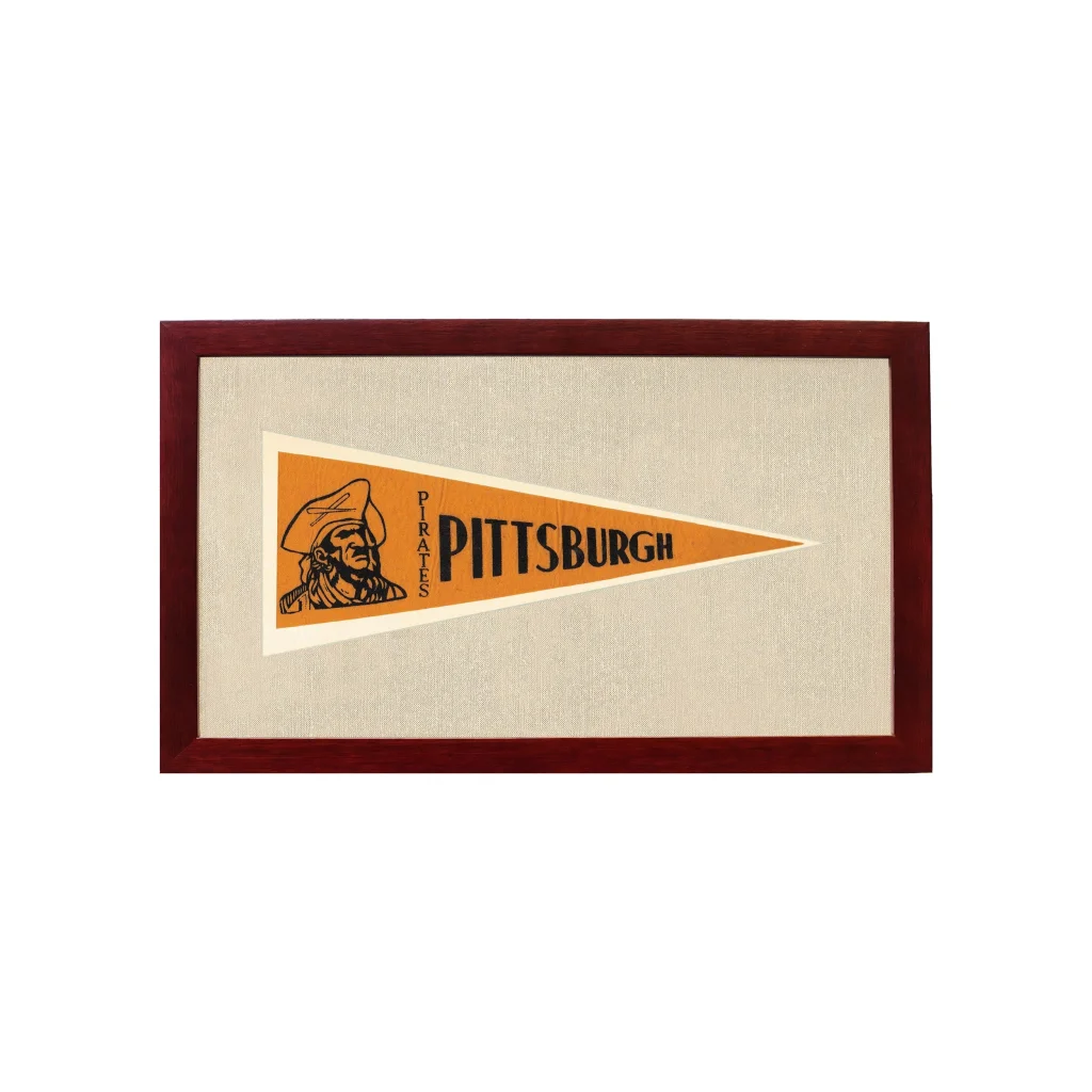 Vintage Pittsburgh Pirates Pennant | 1950s Wool Felt Pennant Framed Display | vintageantiquesgifts.com
