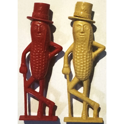 1950s Mr. Peanut whistle: red and yellow top hat planters