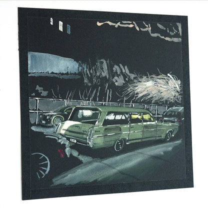 1960s green Pontiac Catalina station wagon wall art with safe delivery