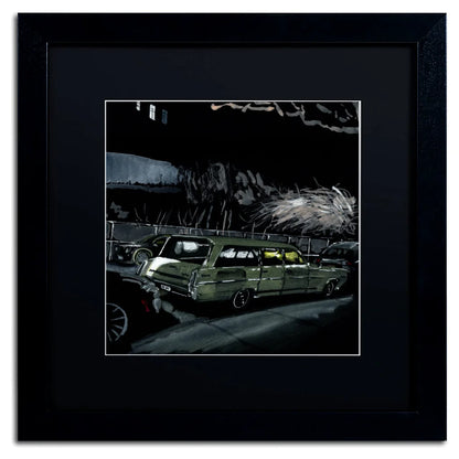 Vintage Pontiac Catalina station wagon wall art with chrome details, black paint, and safe delivery