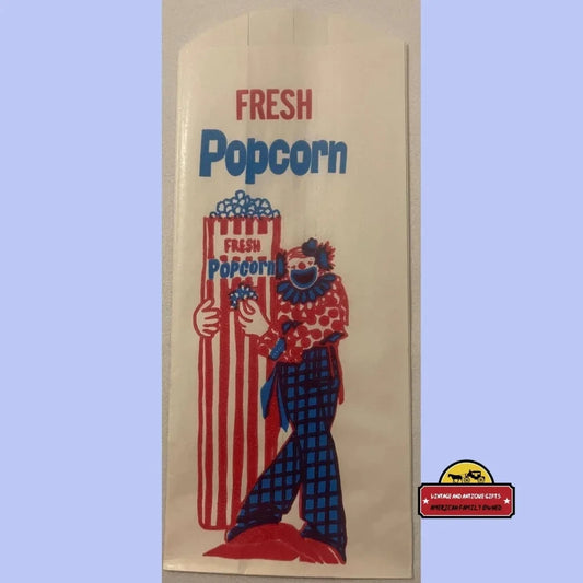 Vintage Popcorn Bag Clown Circus Red White And Blue 1940s Advertisements and Antique Gifts Home page Bag: & - Rarity!